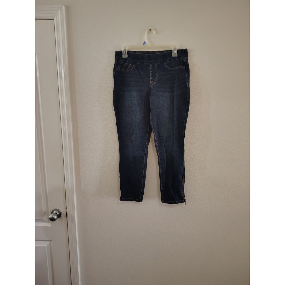 Nine West Jeans Womens Size 6 Dark Wash Pull On Jeggings Ankle Zip Denim Pants